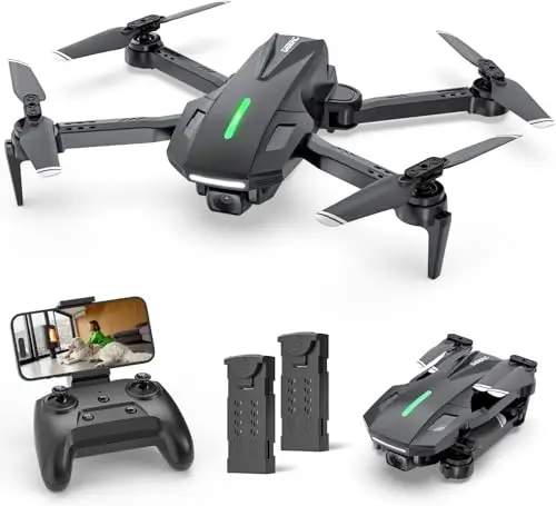 DEERC D70 Mini Drone avec 1080P HD Caméra pour Enfants et Adultes, FPV Quarcopter RC Pliable pour Garçons et Filles avec Mode sans Tête, Vol par Tape, 360° Flips, Contrôle Vocal et Gestuel, 2 Piles