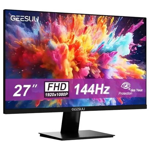 Ecran PC 27 Pouces, FHD 144Hz Moniteurs Gaming, VA Eye Care Screen, 99% sRGB, VESA 75x75mm, HDMI 2.0 & DP 1.4