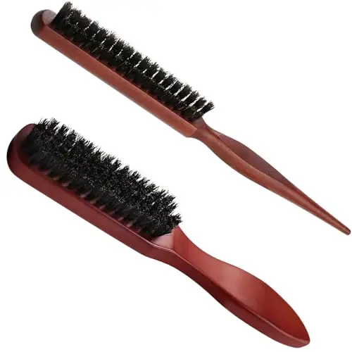 Sularpek 2Pcs Poil de Sanglier, Brosses à Cheveux en Poils de Sanglier, Brosse de Salon de Poils de Sanglier pour Femmes Hommes, Brosse a Cheveux Demelante pour le Nettoyage des Cheveux et de la Barbe