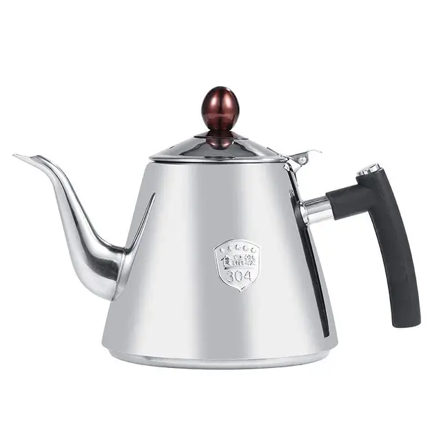 Bouilloire à café en acier inoxydable avec thermomètre, bouilloire théière résistante à la chaleur avec poignée en silicone avec tamis, 1,2 L (mat)
