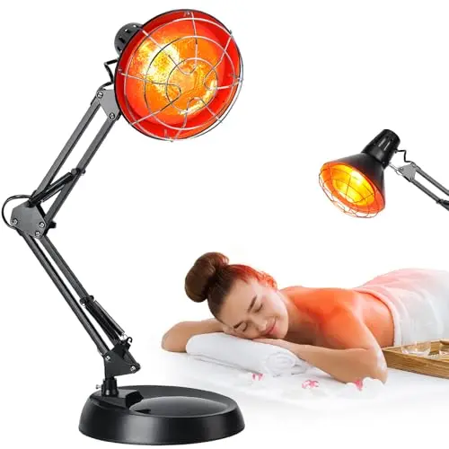 Cozion Lampe In-frarouge Chauffante 150w, Lampe à in-frarouge avec 10 niveaux de réglage de la température et 12 niveaux de minuterie (Noir)
