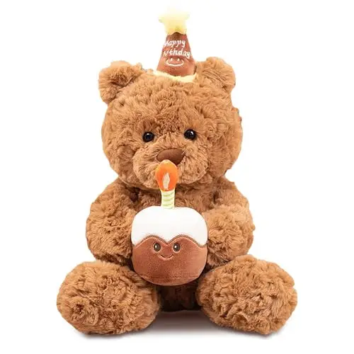 Ours en Peluche, Nounours en Peluche Doudou Ours, ours en Peluche d'Anniversaire 30cm, Peluche Doux, Cadeau d'Anniversaire en Peluches, Cadeaux pour Filles, Garçons, Enfants, Fête Anniversaire