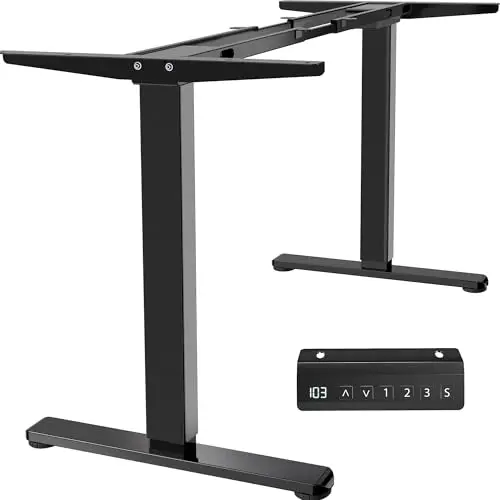 VIVO Cadre de Bureau Électrique Assis-Debout à Double Moteur Robuste, Capacité de 100 kg, jusqu'à des plateaux de 216x109cm, Cadre Seul Réglable en Hauteur avec Contrôleur à Mémoire, Noir, DESK-E-200B