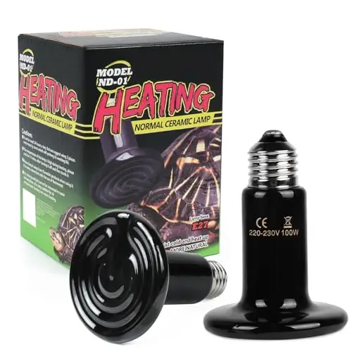 Ampoule Céramique Chauffante Lampe 220V, 2PCS E27 100W Lampe Chauffante Reptiles Noire, Durée de vie 20 000 Heures, Lampe Infrarouge Chauffante pour Animal Lézard, Tortue, Poussin, Serpent