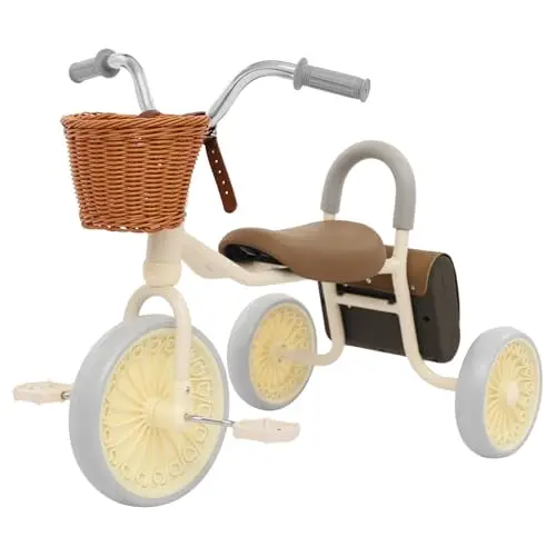 Tricycle multifonction pour enfant avec panier de rangement, vélo à roulettes avec marches agrandies, pour enfants de 2 à 6 ans, charge maximale de 30 kg (blanc)