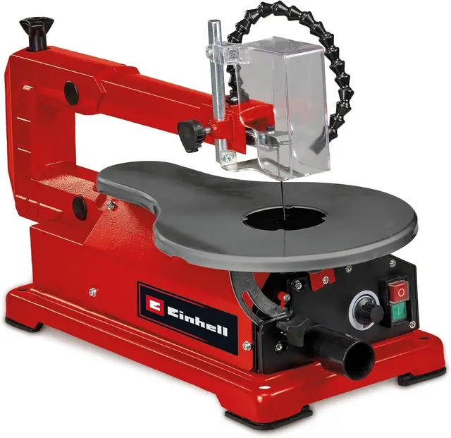 Einhell Scie à découpage TC-SS 406 E (120 W, hauteur de coupe de 50 mm, table inclinable à 47°, vitesse de rotation variable, système d'aspiration, 2 lames de scie incluses)