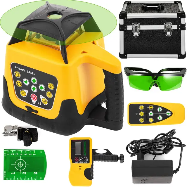 VEVOR Niveau Laser Autonivelant Balayage Rotative à 360° Laser Ligne Verticale Horizontale Module Laser Rotatif Auto-Alignement Précision ±20" Faisceau Vert Distance de Travail 500m Construction Jaune