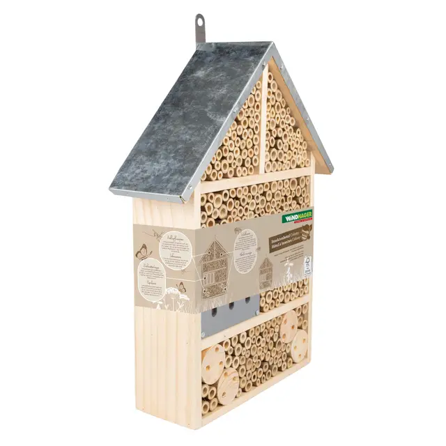 Windhager hôtel à Insectes Colony - Bois et Bambou - abris à Abeilles, nichoir, hôtel à Insecte Bois - Insectes pour Abeille Papillon Coccinelle, Abris pour Abeilles et nichoirs à Suspendre