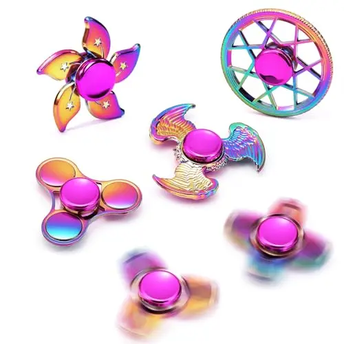 SCIONE Lot de 6 Hand Spinners Métalliques - Jouets Sensoriels Premium pour ADHD et Anti-Stress | Jouets Discrets pour la Concentration Enfants & Adultes | Cadeau d'anniversaire et Fête Idéal