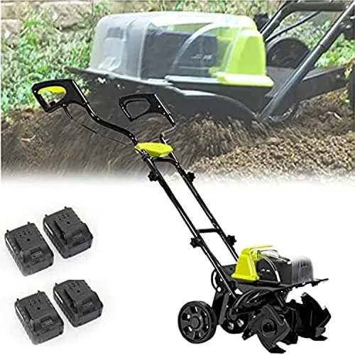 Akku-Gartenfräse, 36 cm Arbeitsbreite, 180 U/min, elektrischer Kultivator mit 4,0-Ah-Akku und Ladegerät, einstellbare Arbeitstiefe für Gemüsebeete, leichte Motorhacke für einfache Bodenvorbereitung