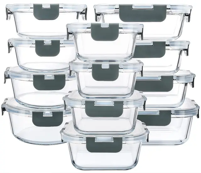MCIRCO Lot de 12 boîtes de rangement en verre