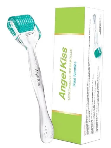 Angel Kiss Derma Roller 0,5 mm Aiguille Réelle - 192 Aiguilles Individuelles en Acier Inoxydable - Rouleau de Microneedling pour Visage, Corps, Barbe, Cuir Chevelu et Soins de la Peau