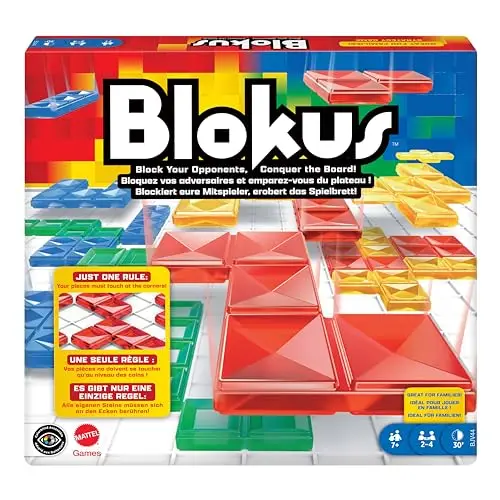 Mattel Games Blokus, Jeu de Société Familiale, Jeu de Stratégie pour Toute La Famille, Jeu De Plateau, Moins d'une Minute pour Apprendre Les Règles, BJV44