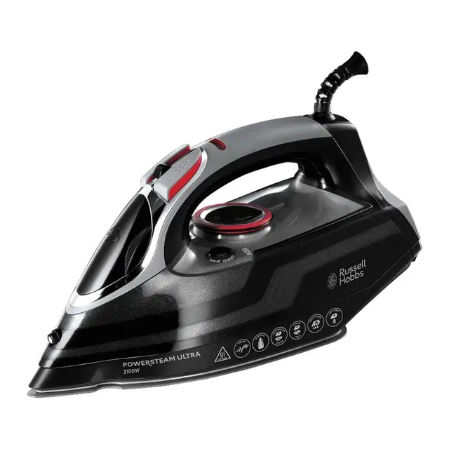 Russell Hobbs Fer à repasser vapeur [Puissant] PowerStream (3100W, Réservoir 350ml, 70g/min + 210 g/min Effet Pressing, auto-nettoyage & Pulvérisateur, Semelle en céramique, anti-goutte) 20630-56
