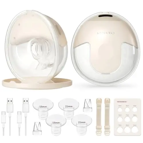 KISSBOBO K5 Tire-lait Électrique, 4 Modes 19 Niveaux, Tire-lait Électrique Mains Libres, Forte Succion de 280mmHg, Aide les Mamans à Allaiter en Toute Sérénité(Crème/2PCS)
