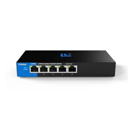 Linksys Commutateur Non géré Multi-Prises 5 Ports 2,5 G | Ethernet économe en énergie | Contrôle du Flux Duplex intégral | Idéal pour Les Petits Bureaux et Les Bureaux à Domicile avec Design sans