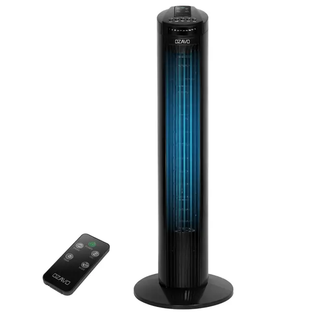 Ventilateur Colonne Tour Silencieux, hauteur 74 cm, Oscillant 70°, Ventilateur sur Pied avec Télécommandé, 3 Niveaux de Vitesse, Noir