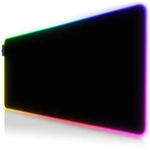 TITANWOLF - RGB Tapis de Souris Gaming XXL - LED Lumineuse Tapis de Souris Multicolore 11 Modes - 900 x 400mm - Surface antidérapante pour Les Joueurs de l’Ordinateur PC et du Mac – Noir
