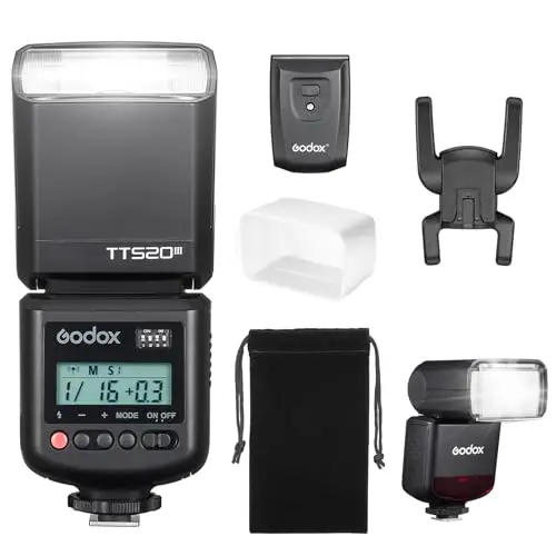 GODOX TT520III Flash de L'appareil Photo Camera Flash avec Diffuseur 8 Niveaux de Puissance 400 Flashs à Pleine Puissance avec RT-16 Launcher pour Canon Sony Nikon Fuji Panasonic Olympus