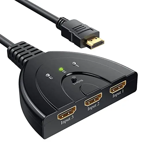HDMI Switch 3 en 1, GANA 3 Ports Commutateur HDMI Sélecteur Splitter Manuel | 3 Entrées à 1 Sortie Hdmi Switcher | Full HD 4K / 3D Pris en Charge avec Un Câble Haute Vitesse