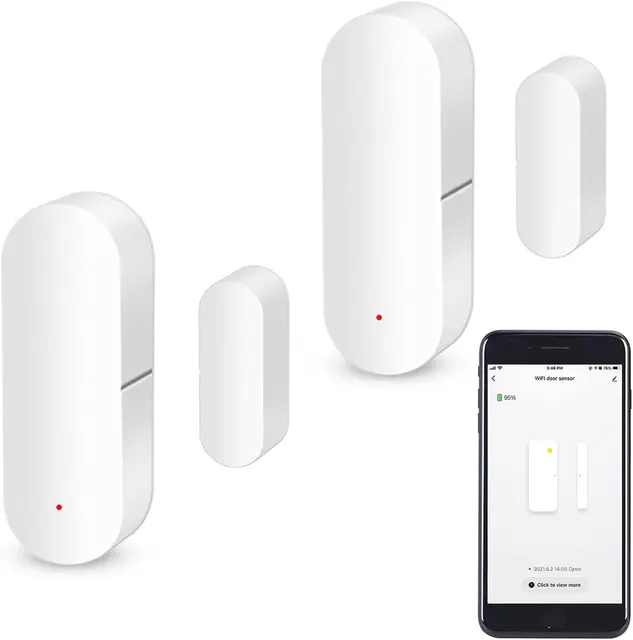 Capteur de Porte WiFi Capteur de Contact Intelligent pour fenêtre Alarme sans Fil Compatible avec Alexa et Google Assistant Pas Besoin de hub 2 Pack