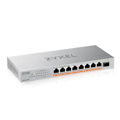Zyxel Commutateur 8-Port Multi-Gig 2.5G | Unmanaged | 8X PoE++ | 1x 10G SFP+ | Montage Bureau/Mural [XMG-108HP]