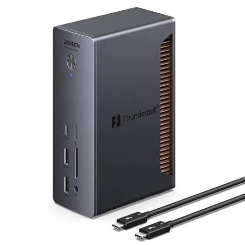UGREEN Revodok Max Thunderbolt 5 Docking Station 13 en 1 120Gbps Multi-Display Station d'accueil avec Plusieurs Thunderbolt 5 Multi USB 3.2 RJ45 2.5GbE SD TF 4.0 3.5mm Audio 140W Max Charge